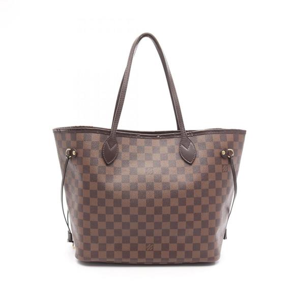 LOUIS VUITTON Brown Damier Leather Neverfull MM Tote Bag - Picture 1 of 15